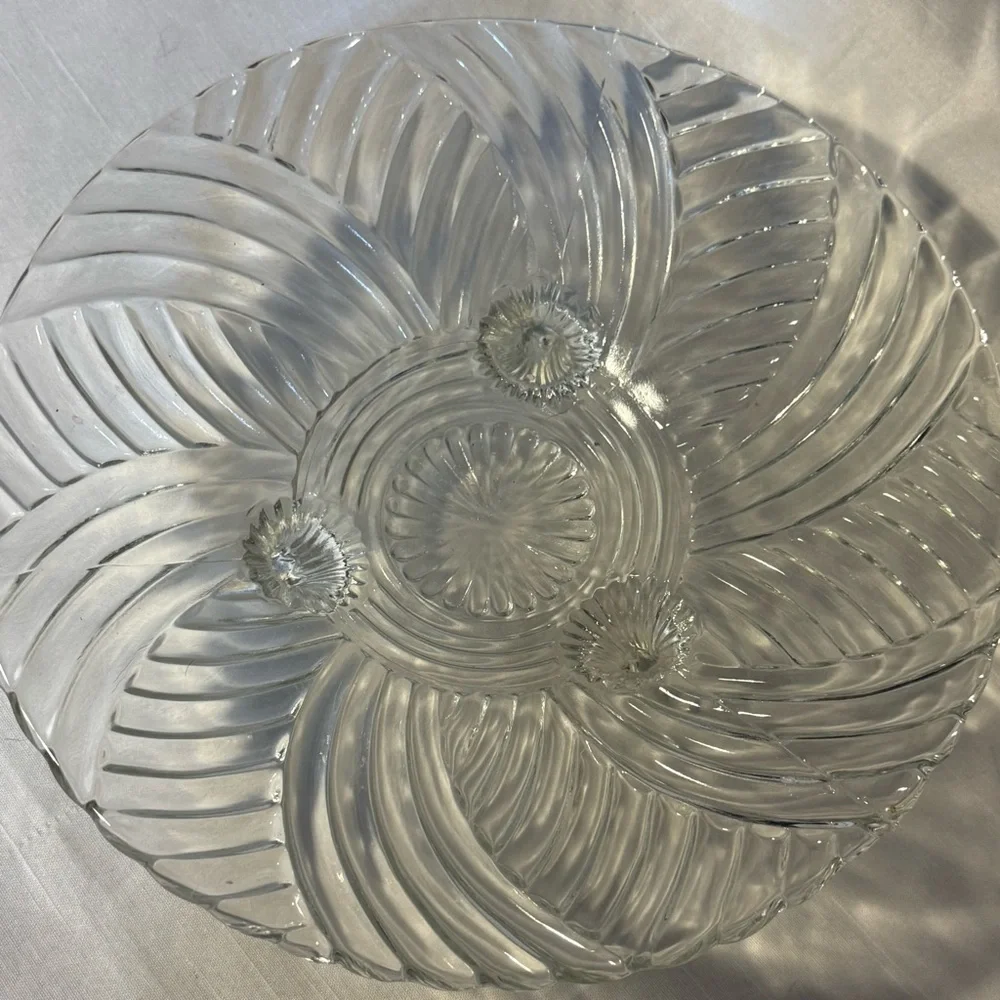 Clear Pressed Glass Divided Dish with Lid